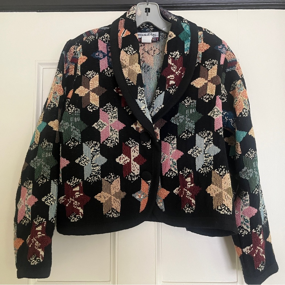 Vintage patchwork, quilt, tapestry, rainbow blazer